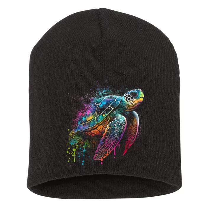 Sea Turtle Beach Lover Ocean Animal Novelty Short Acrylic Beanie