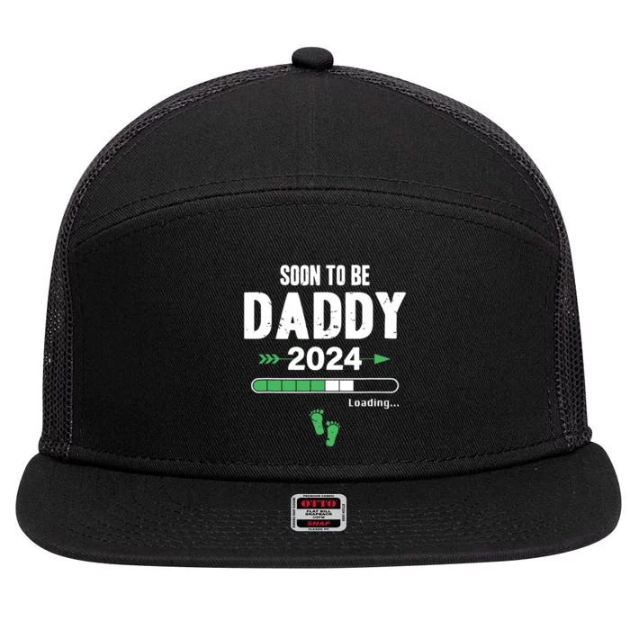 Soon To Be Daddy 2024 Loading Father Pregnancy Birth Baby 7 Panel Mesh Trucker Snapback Hat