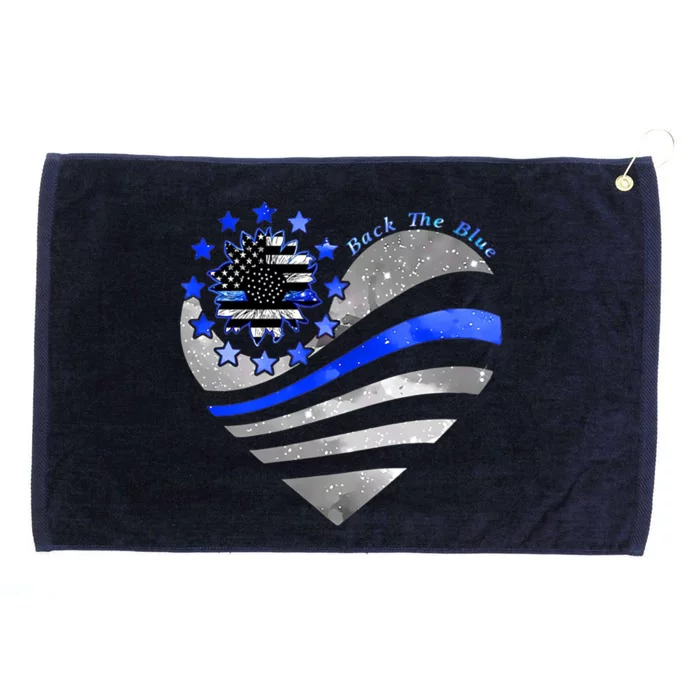 Sunflower Thin Blue Line Police Heart Back The Blue Law Enfo Cute Gift Grommeted Golf Towel