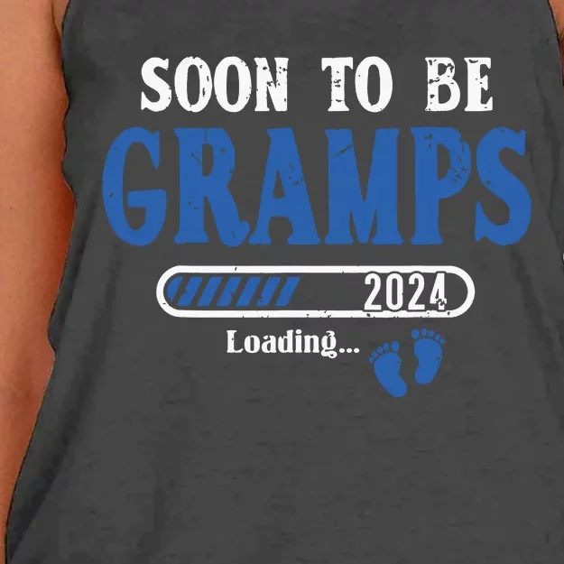 Soon To Be Gramps Est2024 New Dad Pregnancy Women's Knotted Racerback Tank