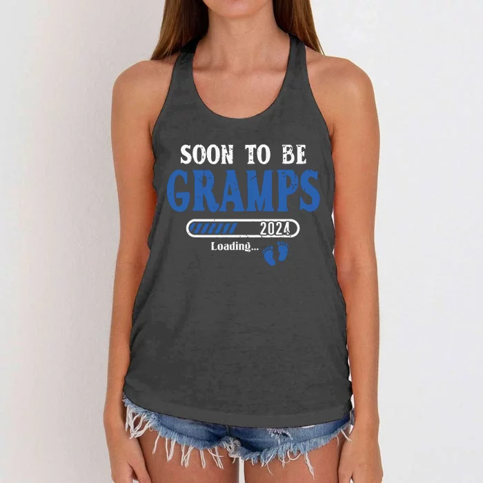 Soon To Be Gramps Est2024 New Dad Pregnancy Women's Knotted Racerback Tank