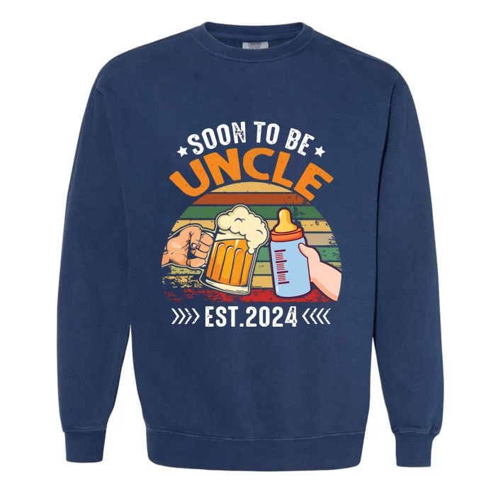 Soon To Be Uncle Again 2024 Funny Pregnancy Announcement Dad Garment-Dyed Sweatshirt