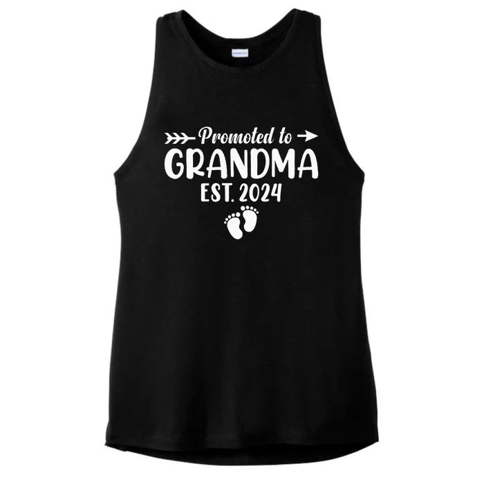 Soon To Be Grandma 2024 Gift Promoted To Grandma Est 2024 Ladies Tri-Blend Wicking Tank