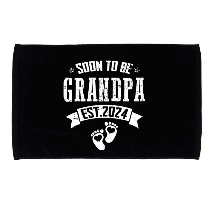 Soon To Be Grandpa Promoted To Grandpa 2024 Microfiber Hand Towel