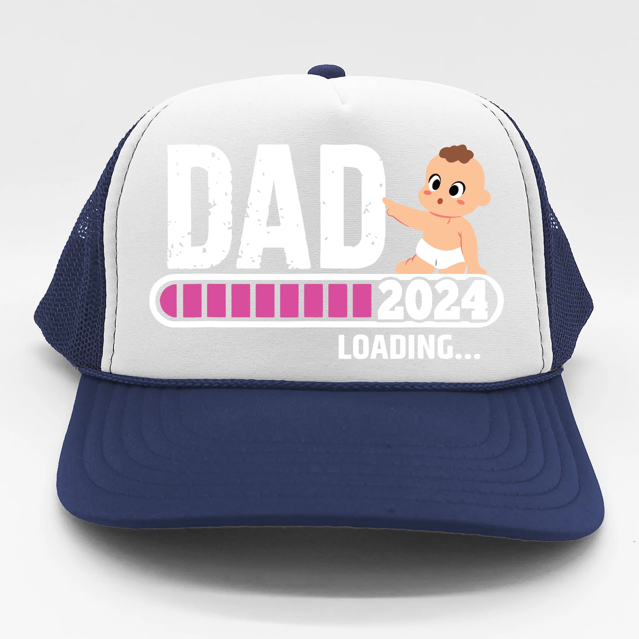 Soon To Be Dad 2024 Dad Est 2024 First Time Daddy 2024 Trucker Hat   Stb4846583 Soon To Be Dad 2024 Dad Est 2024 First Time Daddy 2024  Navy Th Garment.webp