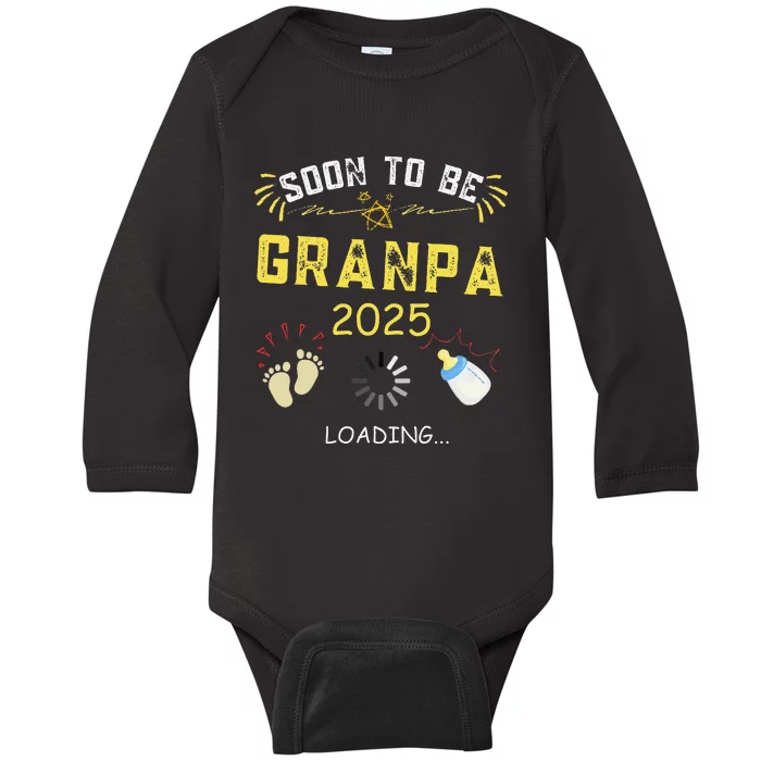 Soon To Be Grandpa 2025 Loading Promoted To Grandpa 2025 Baby Long Sleeve Bodysuit