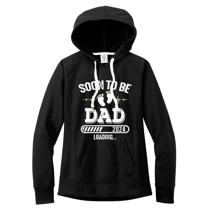 Soon To Be Dad 2024 Loading For Pregnancy Announcement Women's Fleece Hoodie