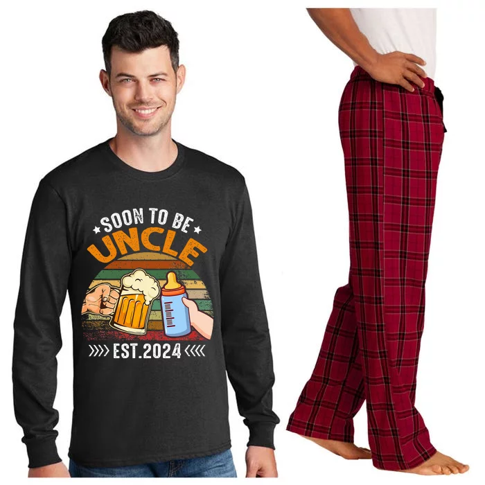 Soon To Be Uncle Again 2024 Funny Pregnancy Announcement Dad Long Sleeve Pajama Set