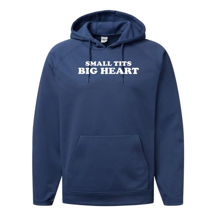 Small Tits Big Heart Funny Girl Performance Fleece Hoodie