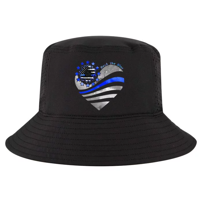 Sunflower Thin Blue Line Police Heart Back The Blue Law Enfo Cool Comfort Performance Bucket Hat