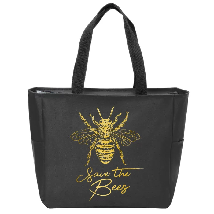 Save The Bees Beekeeper Beekeeping Vintage Bee Zip Tote Bag