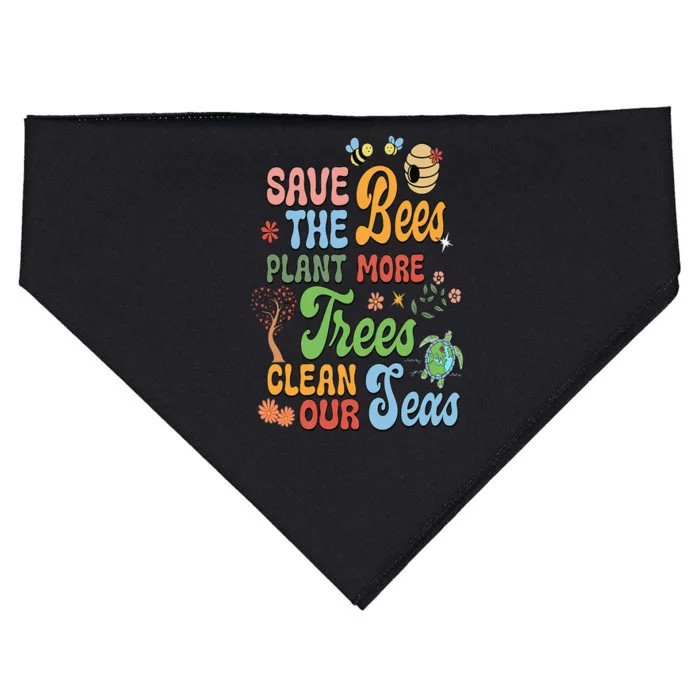 Save the Bees Plant More Trees Climate Change Funny Earth USA-Made Doggie Bandana