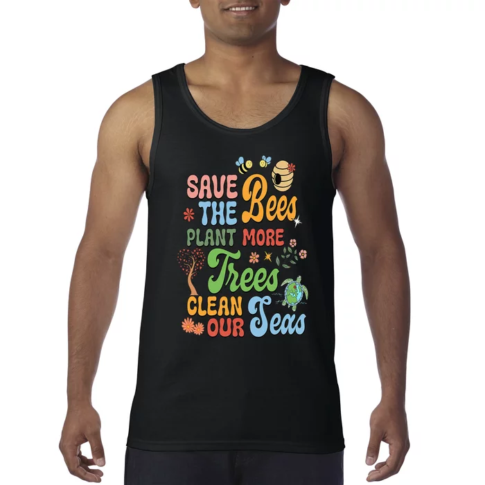 Save the Bees Plant More Trees Climate Change Funny Earth Tank Top