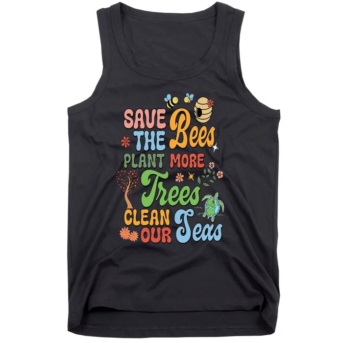 Save the Bees Plant More Trees Climate Change Funny Earth Tank Top