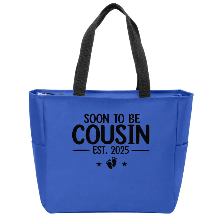 Soon To Be Cousin Est 2025 Funny Pregnancy Announcement Zip Tote Bag