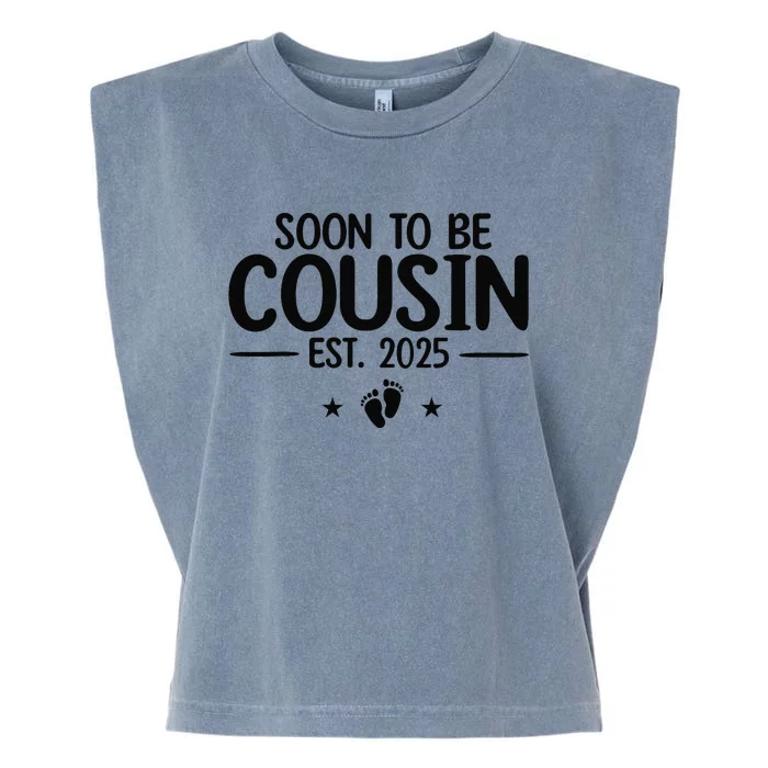 Soon To Be Cousin Est 2025 Funny Pregnancy Announcement Garment-Dyed Women's Muscle Tee