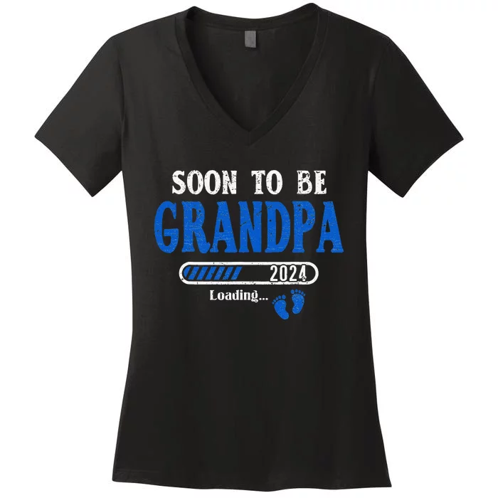 Soon To Be Grandpa Est.2024 New Grandpa Women's V-Neck T-Shirt