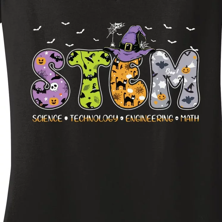 Stem Teacher Boo Crew Funny Halloween Matching Costume Women's V-Neck T-Shirt