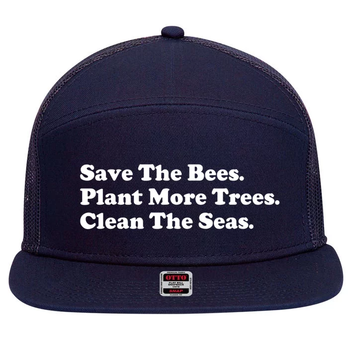 Save The Bees Plant More Trees Earth Day Gift 7 Panel Mesh Trucker Snapback Hat