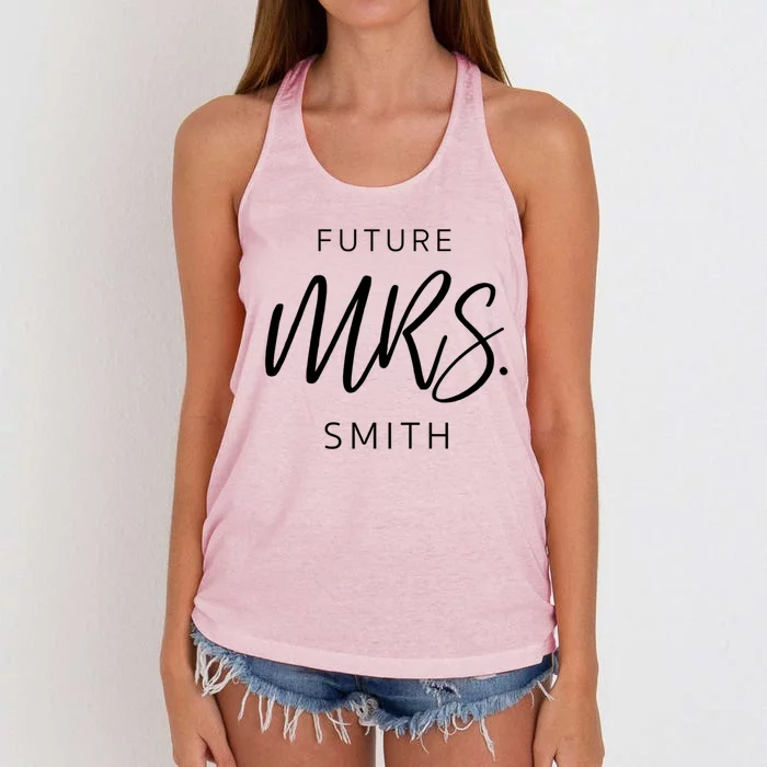 Soon To Be Future Mrs Smith Fiance Engaget Cute Gift Women's Knotted Racerback Tank