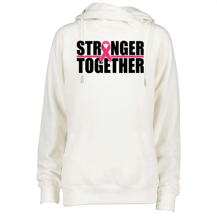 Stronger Together Breast Cancer Awareness Womens Funnel Neck Pullover Hood