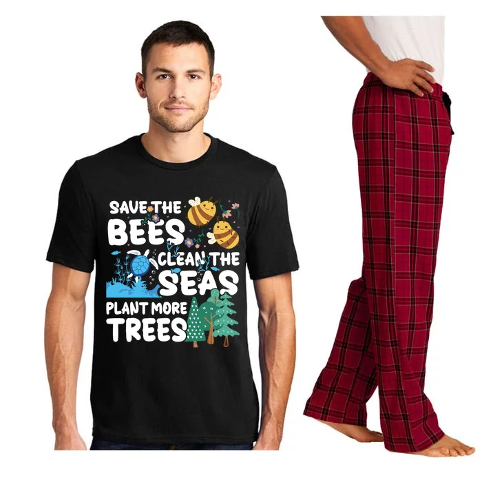 Save The Bees Clean The Seas Plant More Trees Earth Day Cool Gift Pajama Set