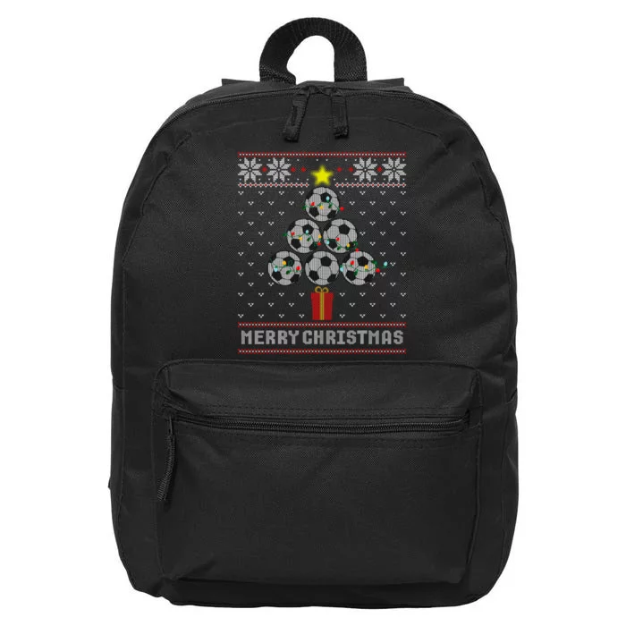 Soccer Tree Balls Merry Christmas Ugly Sweater 16 in Basic Backpack