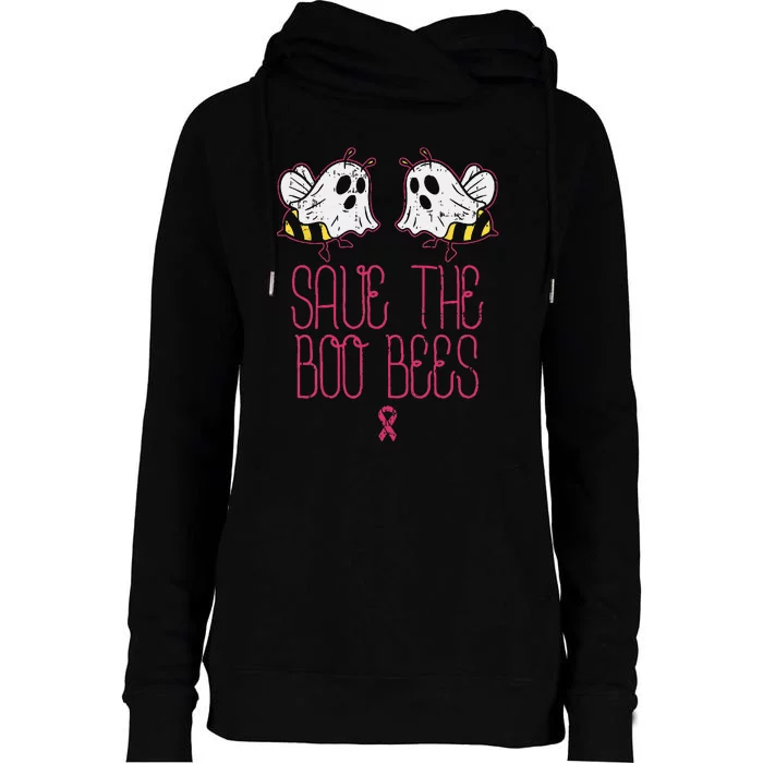 Save The Boobees Boo Bees Breast Cancer Halloween Womens Funnel Neck Pullover Hood