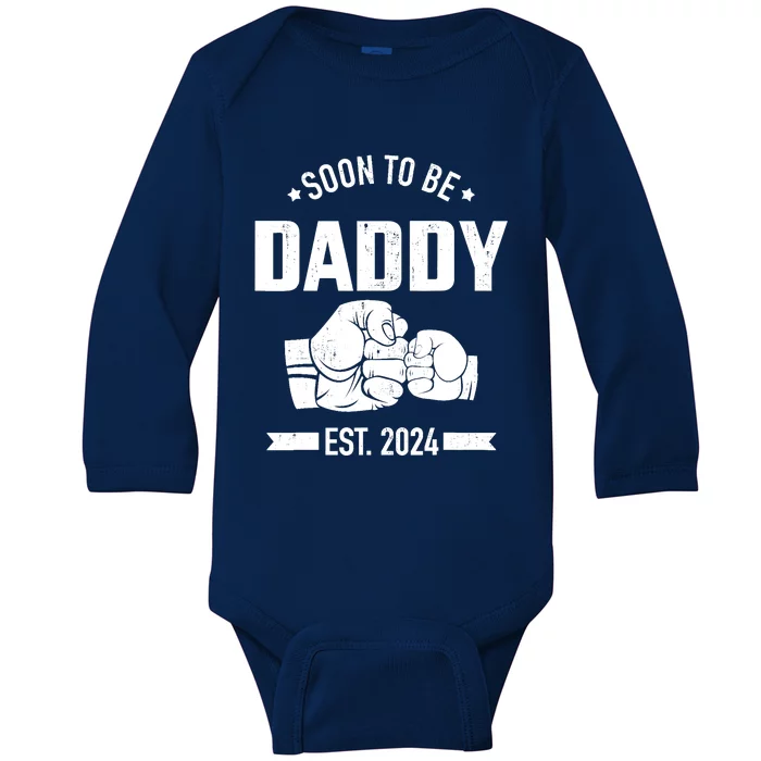 Soon To Be Daddy Est. 2024 For Dad Pregnancy Announcement Baby Long Sleeve Bodysuit