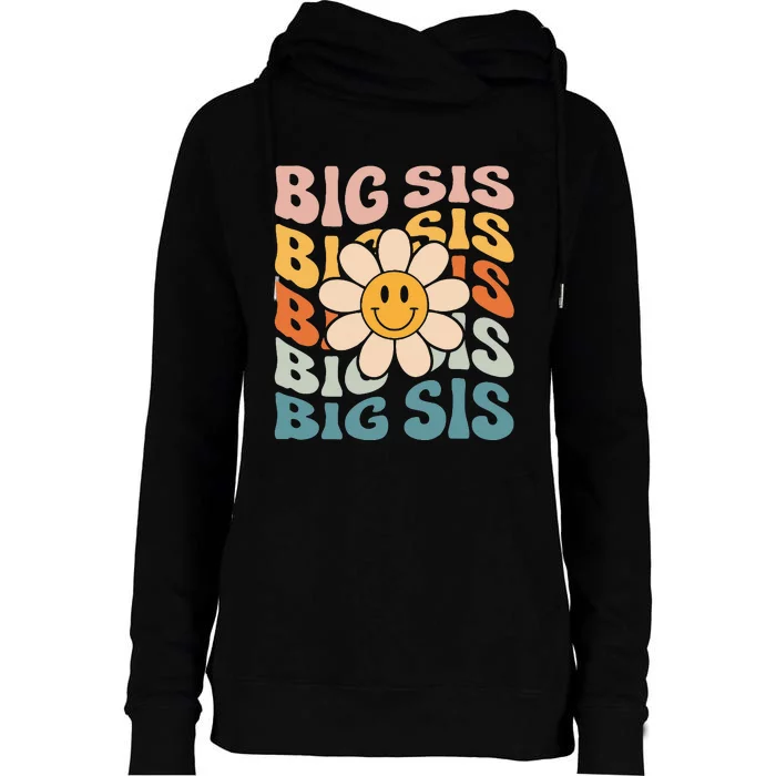 Soon To Be New Big Sister Retro Proud Big Sis Announcement Womens Funnel Neck Pullover Hood