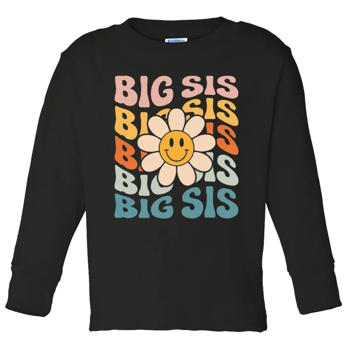 Soon To Be New Big Sister Retro Proud Big Sis Announcement Toddler Long Sleeve Shirt