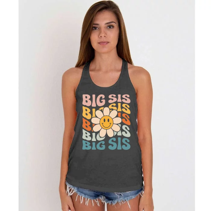 Soon To Be New Big Sister Retro Proud Big Sis Announcement Women's Knotted Racerback Tank