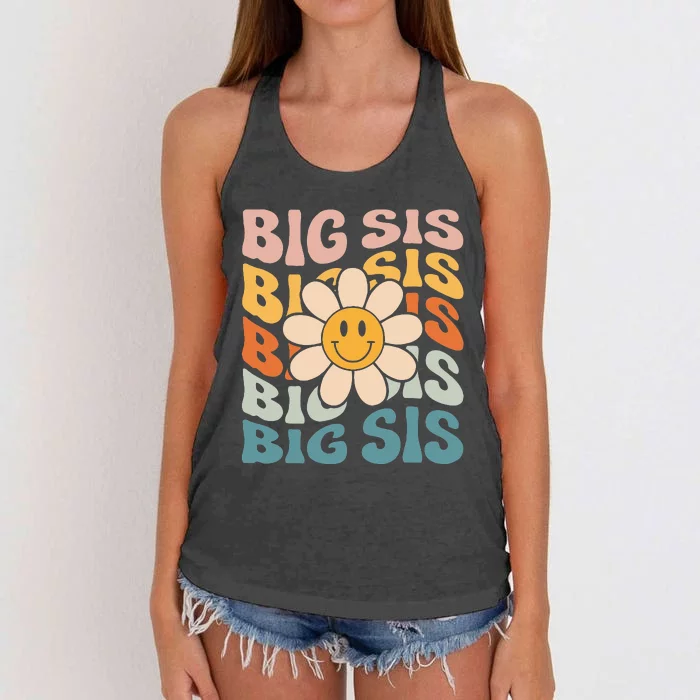 Soon To Be New Big Sister Retro Proud Big Sis Announcement Women's Knotted Racerback Tank