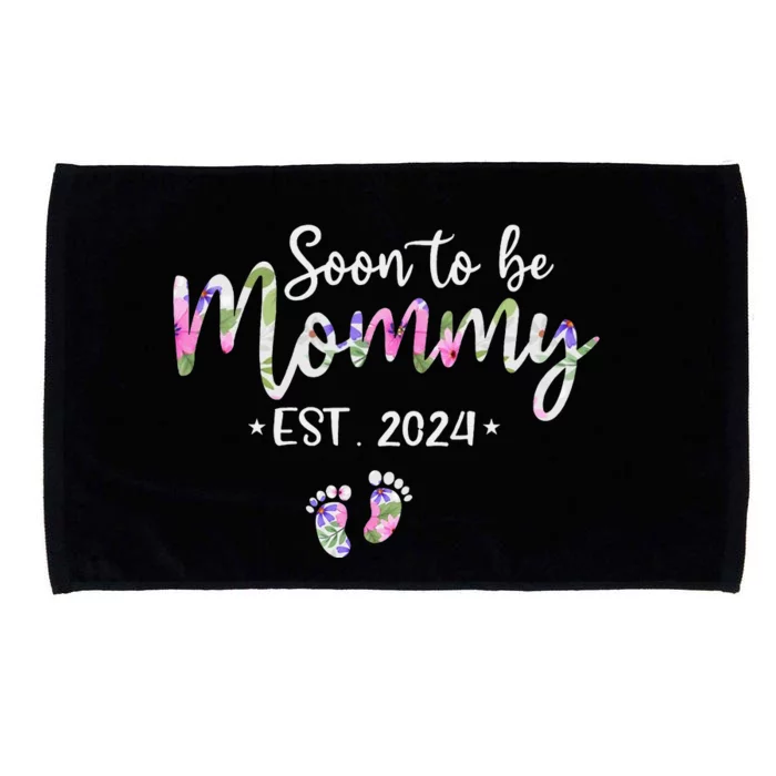 Soon To Be Mommy Mom Est. 2024 Expect Baby Funny Pregnancy Microfiber Hand Towel