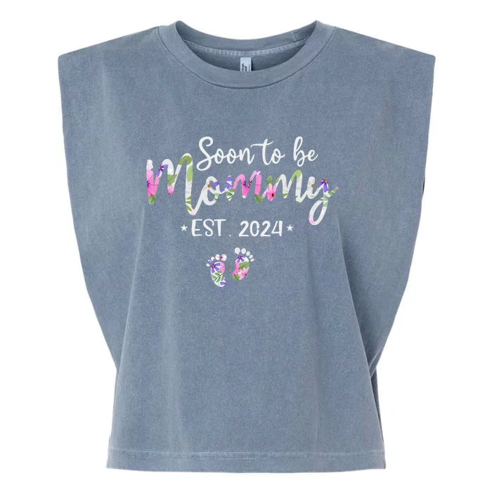 Soon To Be Mommy Mom Est. 2024 Expect Baby Funny Pregnancy Garment-Dyed Women's Muscle Tee