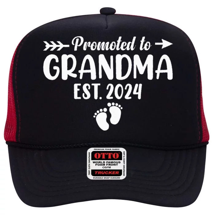 Soon To Be Grandma 2024 Gift Promoted To Grandma Est 2024 High Crown Mesh Trucker Hat