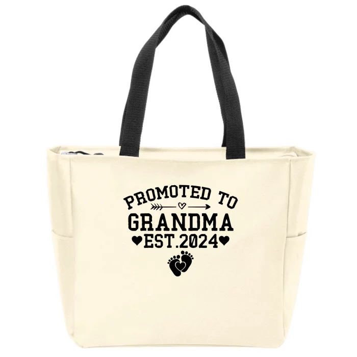 Soon To Be Grandma 2024 Gift Promoted To Grandma Est 2024 Zip Tote Bag