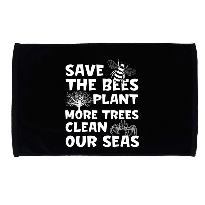 Save The Bees Plant More Trees Celebration Earth Day Gift Microfiber Hand Towel