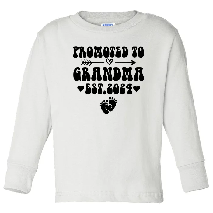 Soon To Be Grandma 2024 Gift Promoted To Grandma Est 2024 Toddler Long Sleeve Shirt