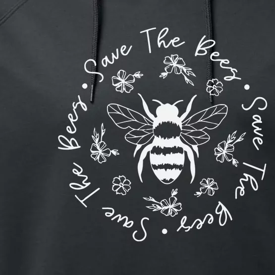 Save The Bees Conserve Endangered Bees Performance Fleece Hoodie