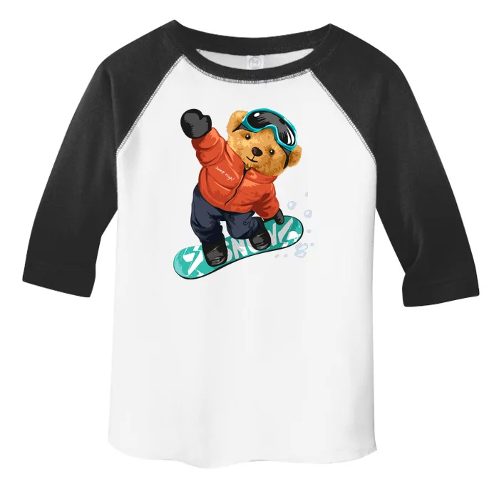 Snowboarding Teddy Bear | Funny Gifts For Snowboarders Toddler Fine Jersey T-Shirt