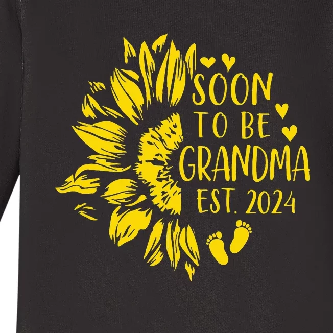 Soon To Be Grandma Est 2024 Pregnancy Announcement Baby Long Sleeve Bodysuit