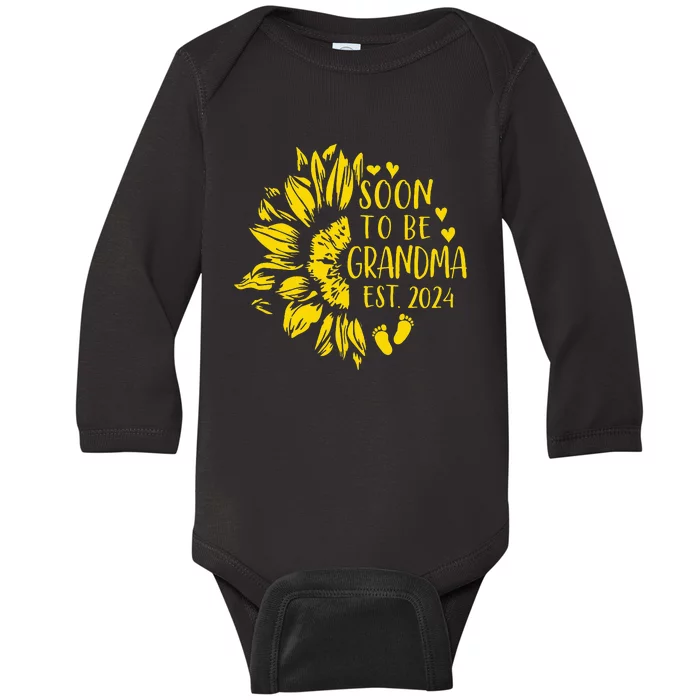 Soon To Be Grandma Est 2024 Pregnancy Announcement Baby Long Sleeve Bodysuit