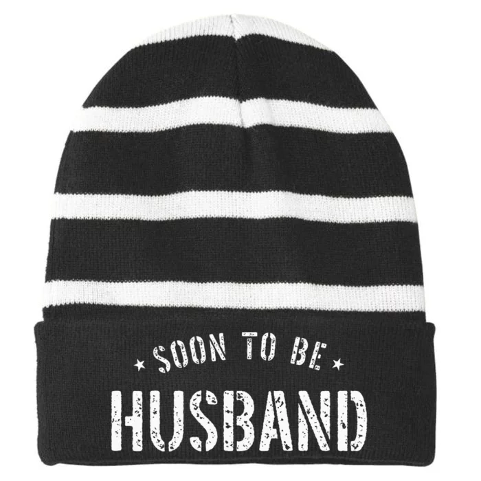 Soon To Be Husband Future Husband Striped Beanie with Solid Band