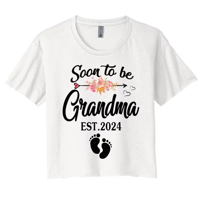 Soon To Be Grandma 2024 Mothers Day For New Grandma Women's Crop Top Tee