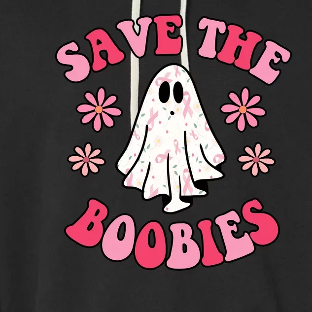 Save The Boobies Breast Cancer Groovy Ghost Garment-Dyed Fleece Hoodie