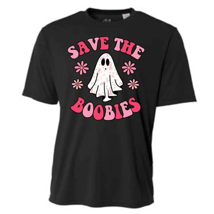 Save The Boobies Breast Cancer Groovy Ghost Cooling Performance Crew T-Shirt