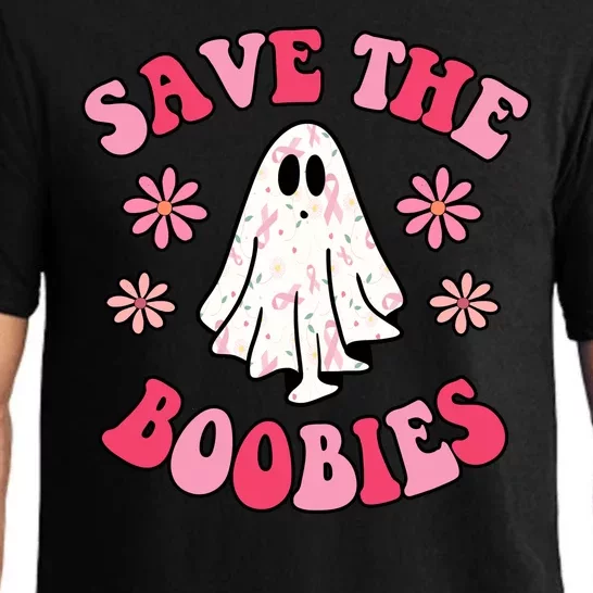 Save The Boobies Breast Cancer Groovy Ghost Pajama Set