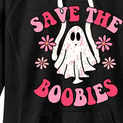 Save The Boobies Breast Cancer Groovy Ghost Women's Fleece Hoodie