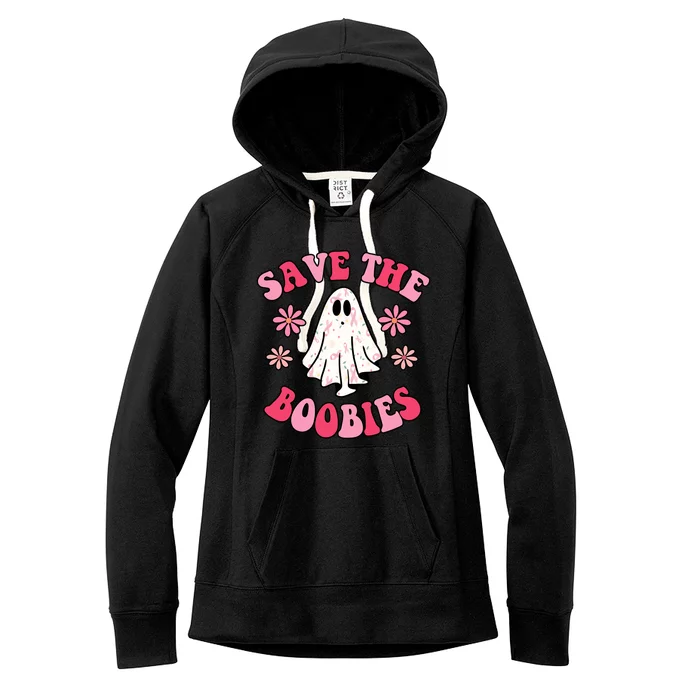 Save The Boobies Breast Cancer Groovy Ghost Women's Fleece Hoodie